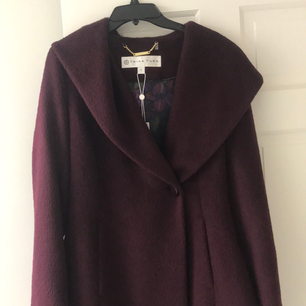 TRINA TURK WINE COLORED WOOL JACKET